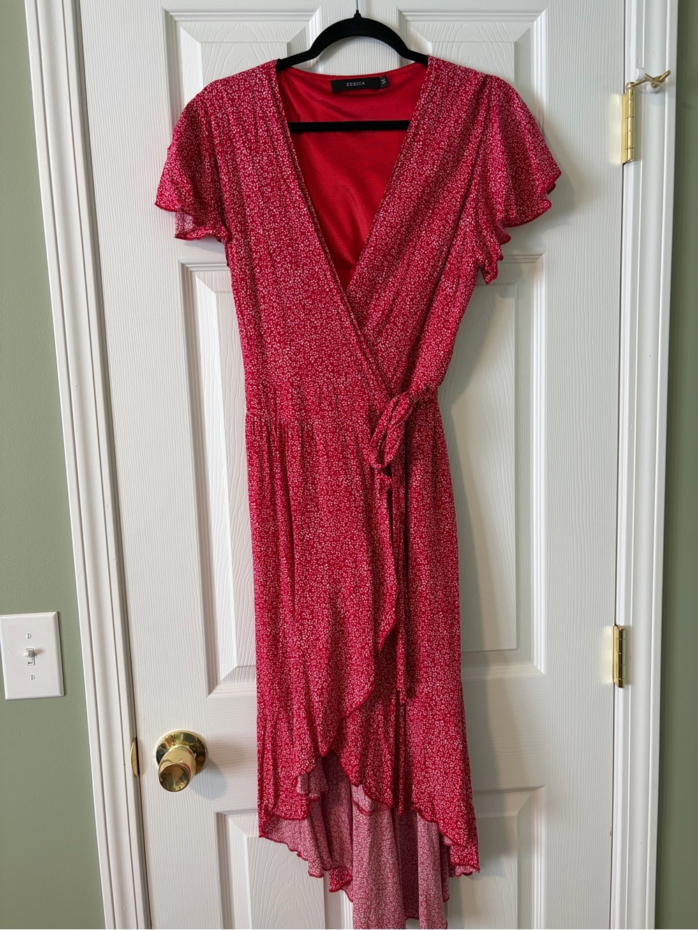 Red Floral Wrap Dress